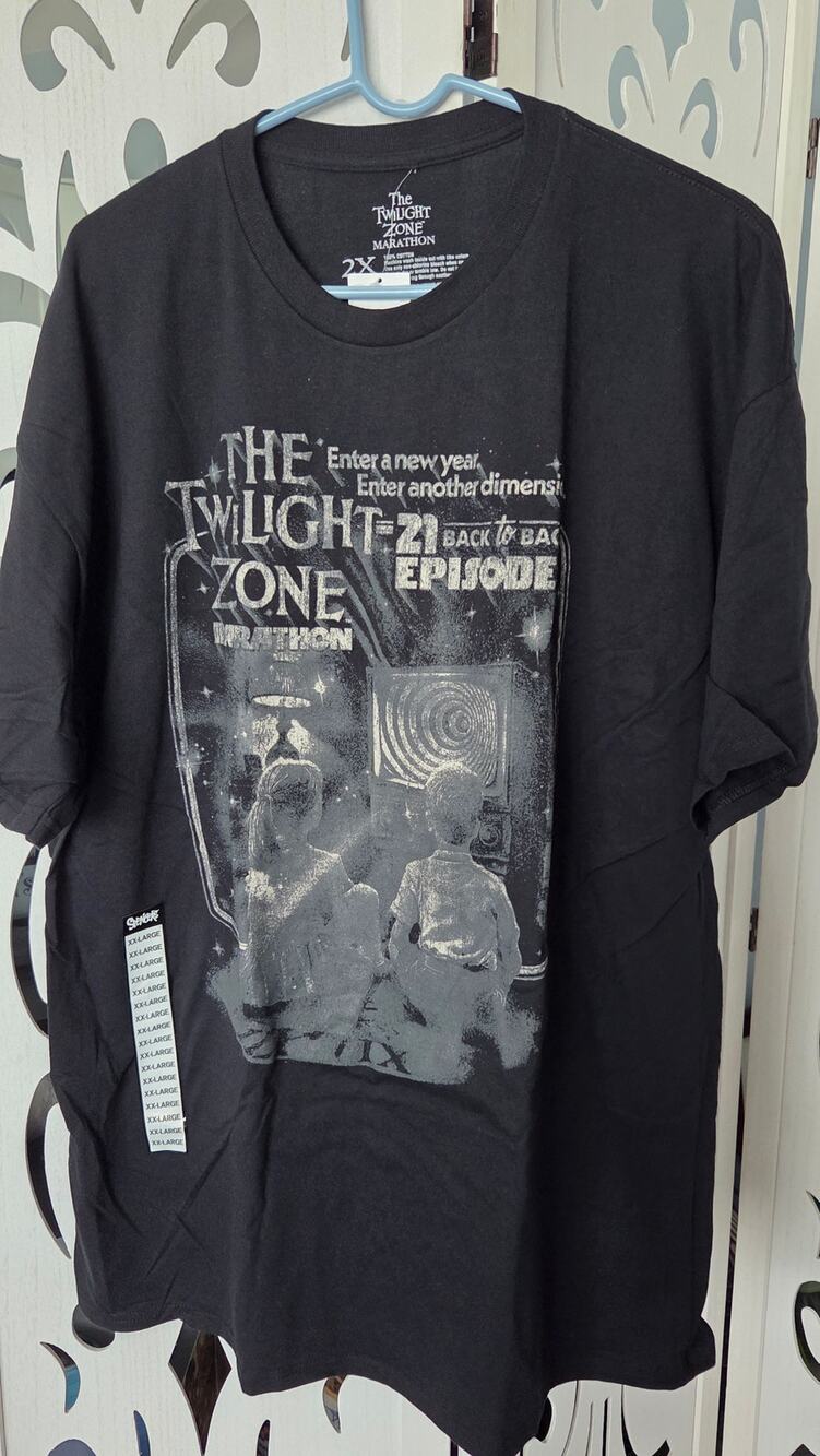 The Twilight Zone Marathon T Shirt 2X Black Back to Back Classic Episodes NWT